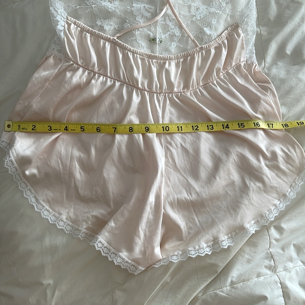 Vintage White Lace and Pink Teddy Bodysuit Elegant Romper - Picture 12 of 12